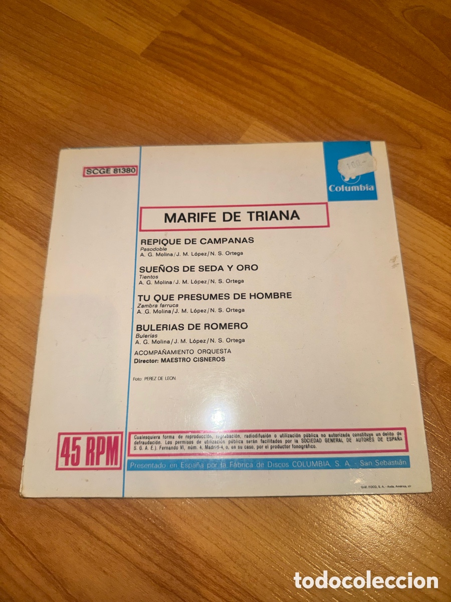 Discos de vinilo: Marife de Triana - Repique de campanas +3 - Foto 2