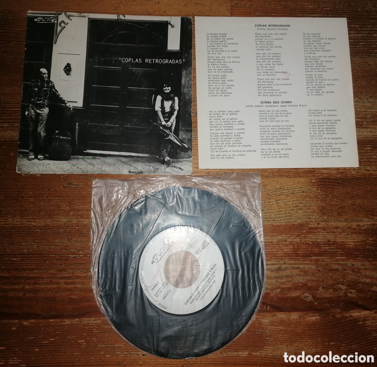 Discos de vinilo: Chicho S&aacute;nchez Ferlosio. Rosa Jim&eacute;nez. COPLAS RETR&Oacute;GRADAS - ZUMBA QUE ZUMBA