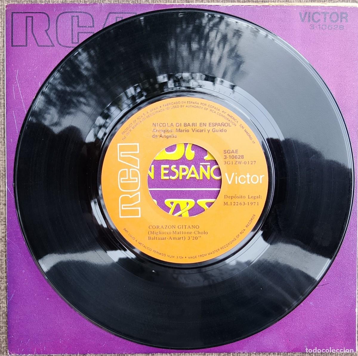 Discos de vinilo: Nicola di Bari. Coraz&oacute;n gitano (En espa&ntilde;ol). Vinilo single. - Foto 3
