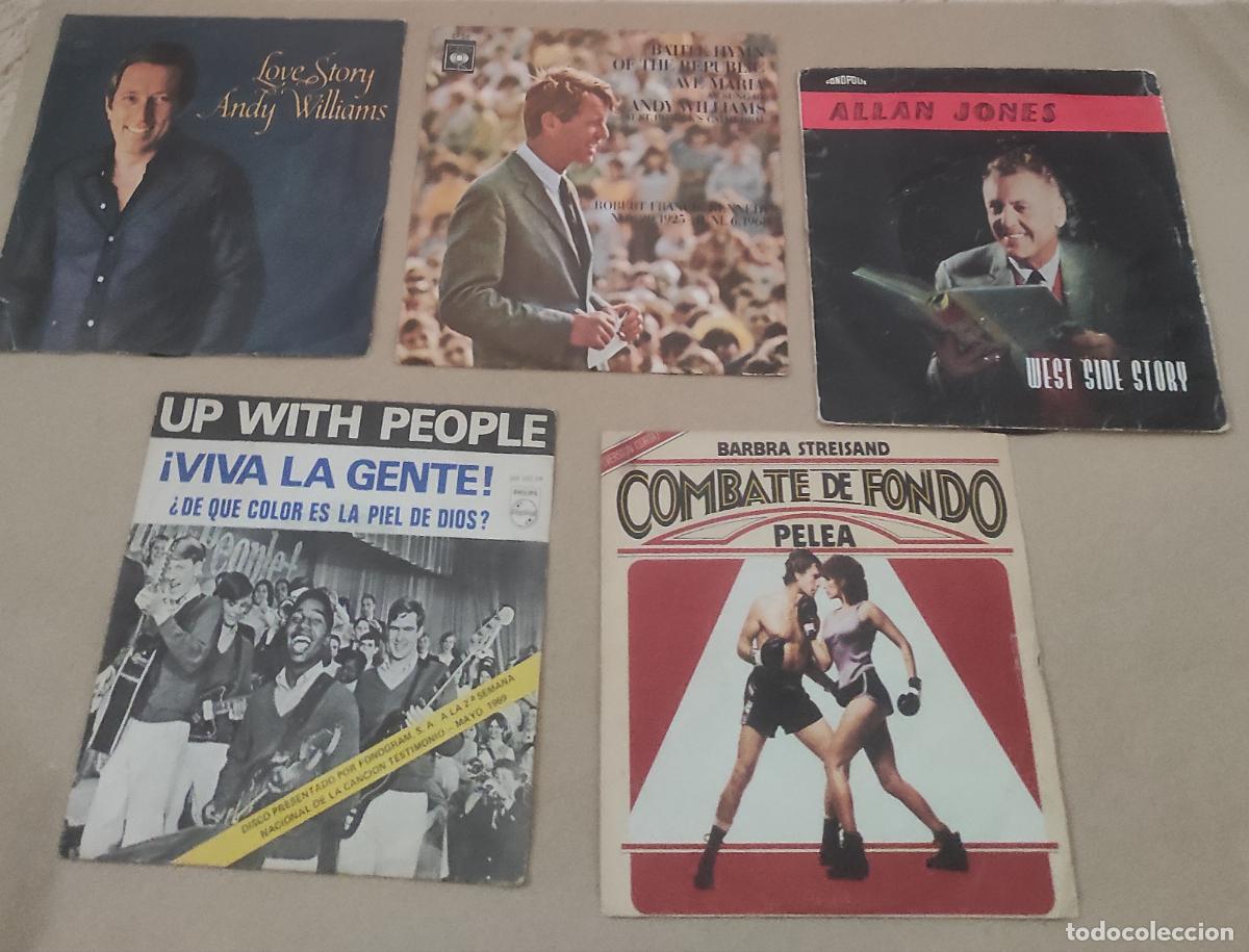 Discos de vinilo: LOTE DE CINCO SINGLES-INTERNACIONALES-BARBRA STREISAND ,VIVA LA GENTE,ANDY WILLIAMS,ALLAN JONES