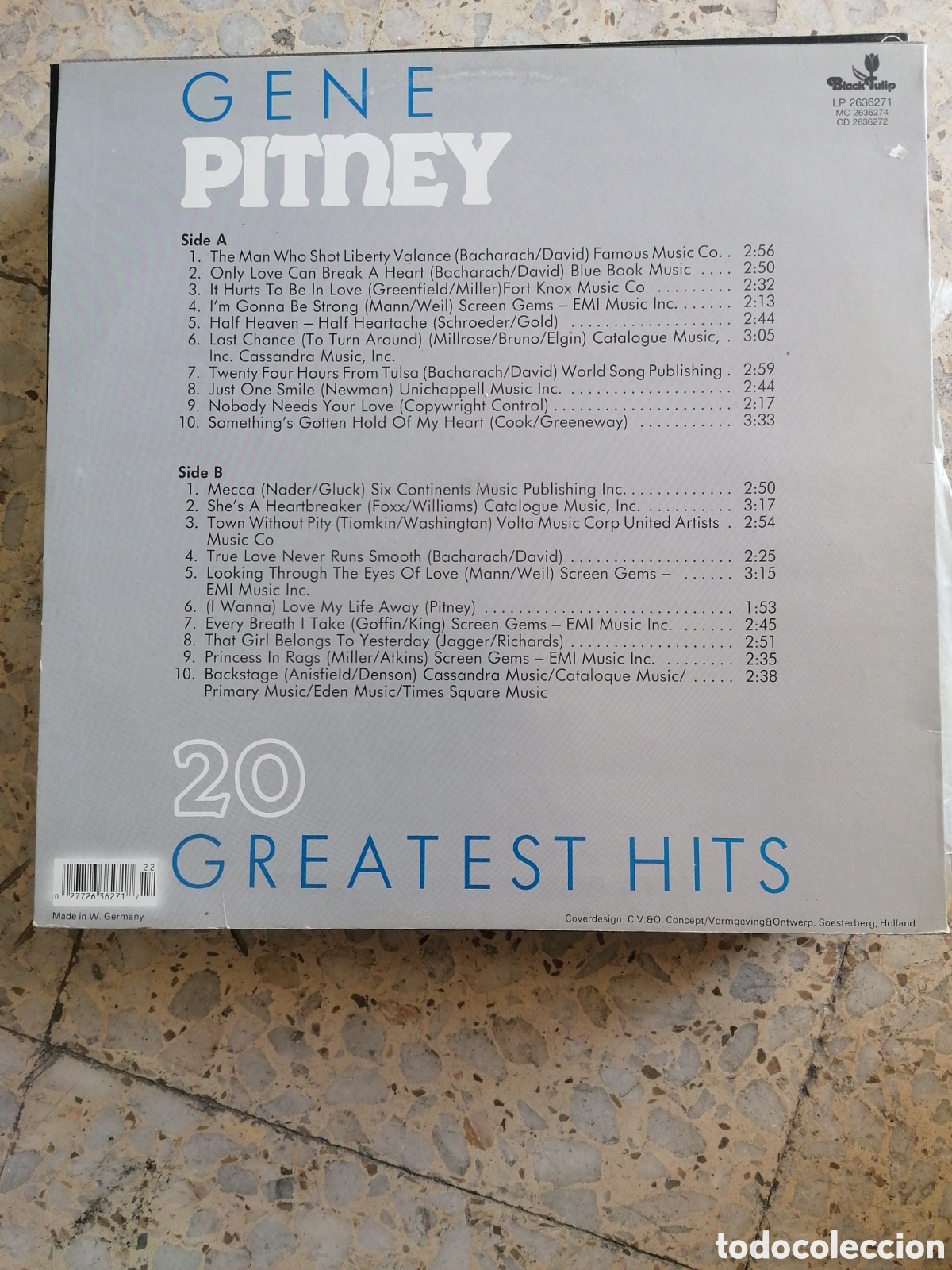 Discos de vinilo: LP GENE PITNEY 20 GREATS HITS GERMANY EX - Foto 2
