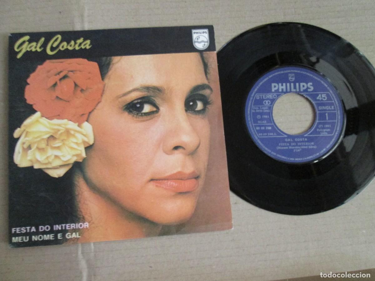 Discos de vinilo: GAL COSTA - Festa do Interior / Meu Nome e Gal. Single, ed espa&ntilde;ola 7&rdquo; 1983. Magn&iacute;fico estado VG+/NM