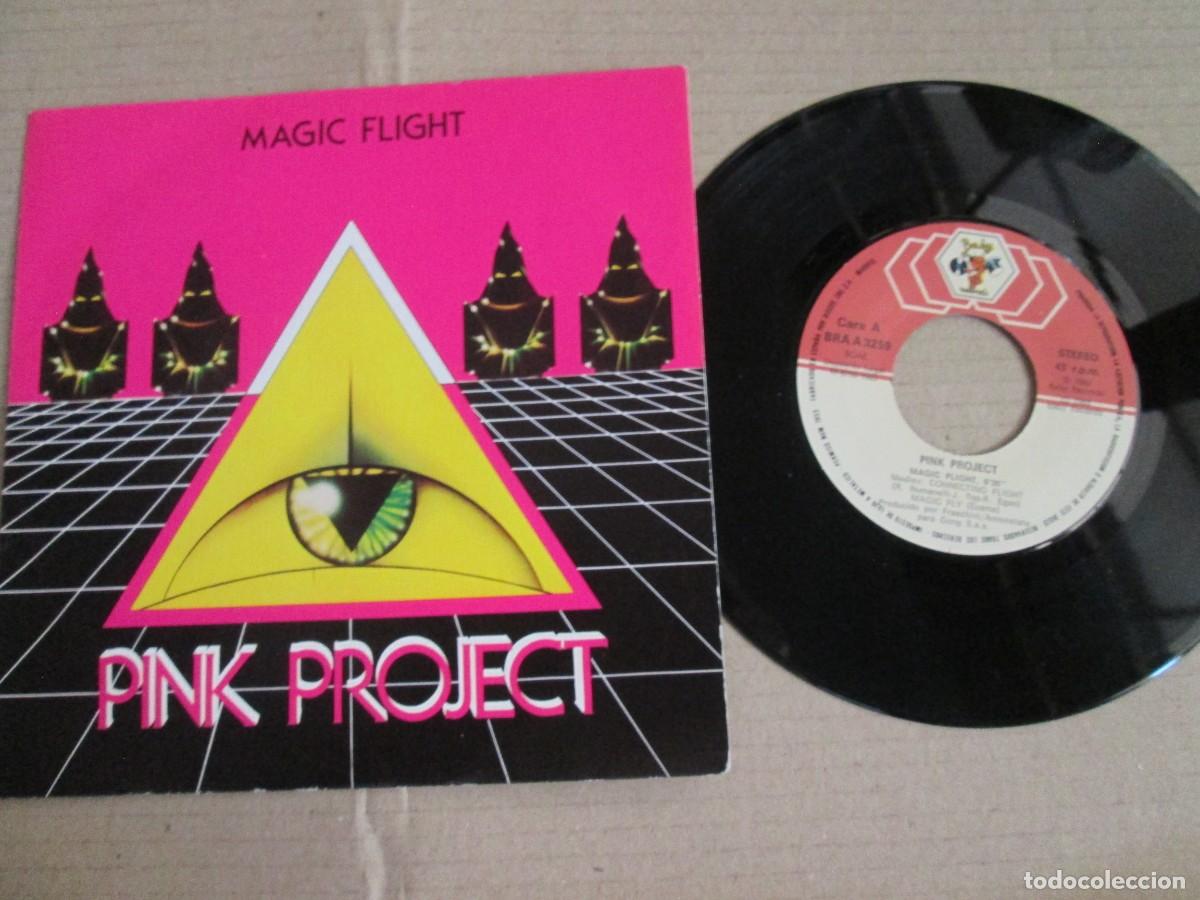 Discos de vinilo: PINK PROJECT - Magic Flight / Amama. Single, ed espa&ntilde;ola 7&rdquo; 1983. Magn&iacute;fico estado (VG+/NM)