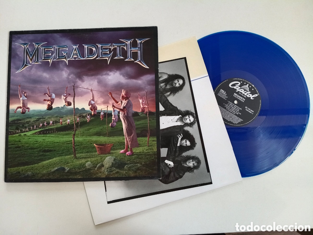 Discos de vinilo: MEGADETH - Youthanasia - LP ORIGINAL UK CAPITOL 1994 // VINILO AZUL TRASH METAL