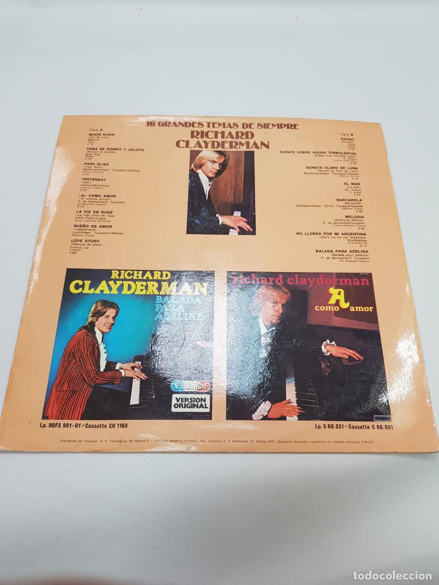 Discos de vinilo: RICHARD CLAYDERMAN-16 GRANDES TEMAS DE SIEMPRE - Foto 2