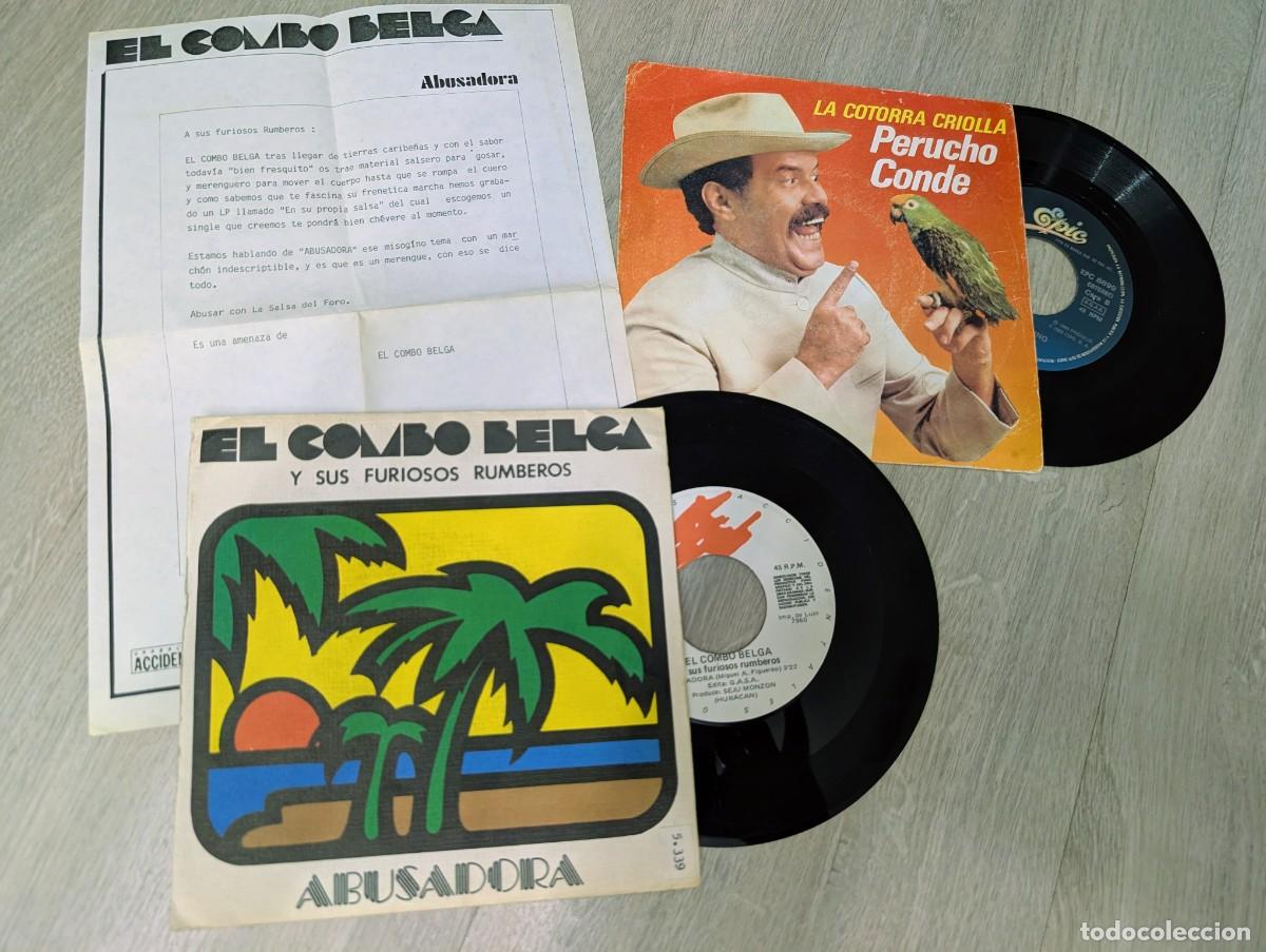 Discos de vinilo: LOTE DE 2 SINGLES LATINOS..EL RAP DE PERUCHO CONDE - LA COTORRA CRIOLLA Y EL COMBO BELGA ABUSADORA