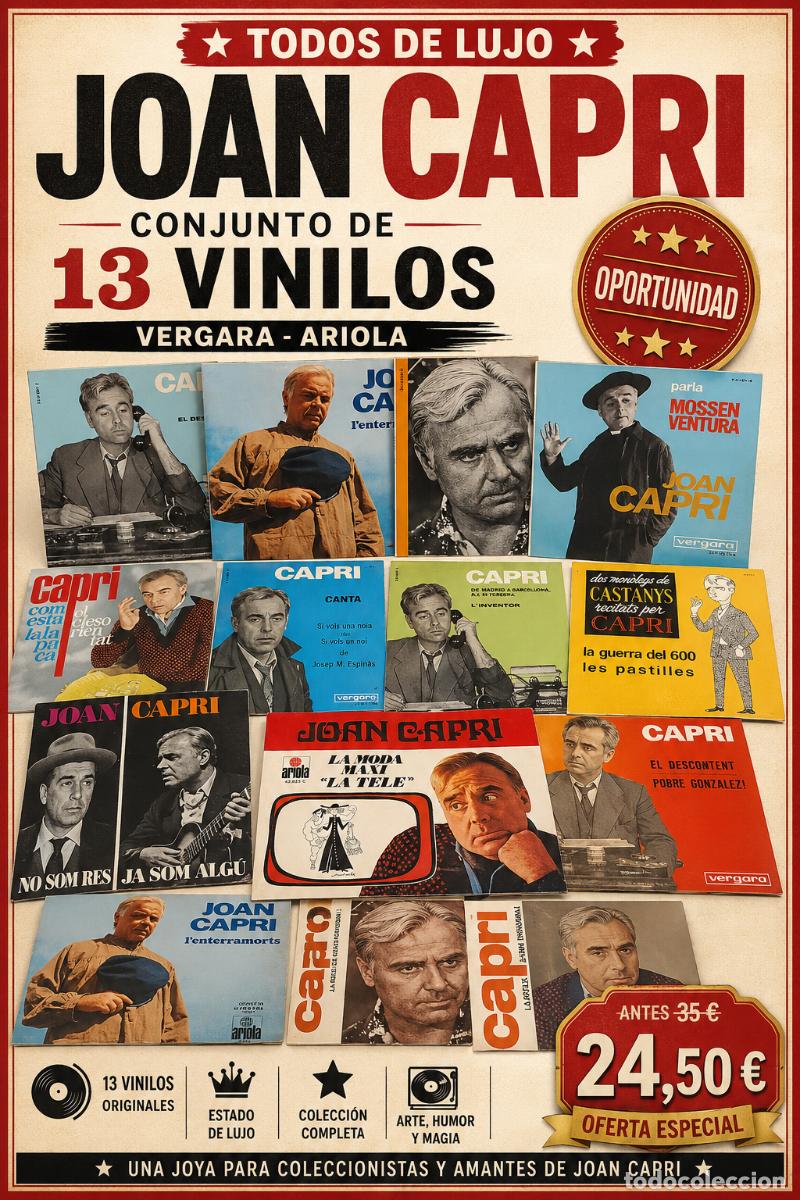 Discos de vinilo: TODOS DE LUJO / JOAN CAPRI / CONJUNTO DE 13 VINILOS / VERGARA-ARIOLA / OPORTUNIDAD