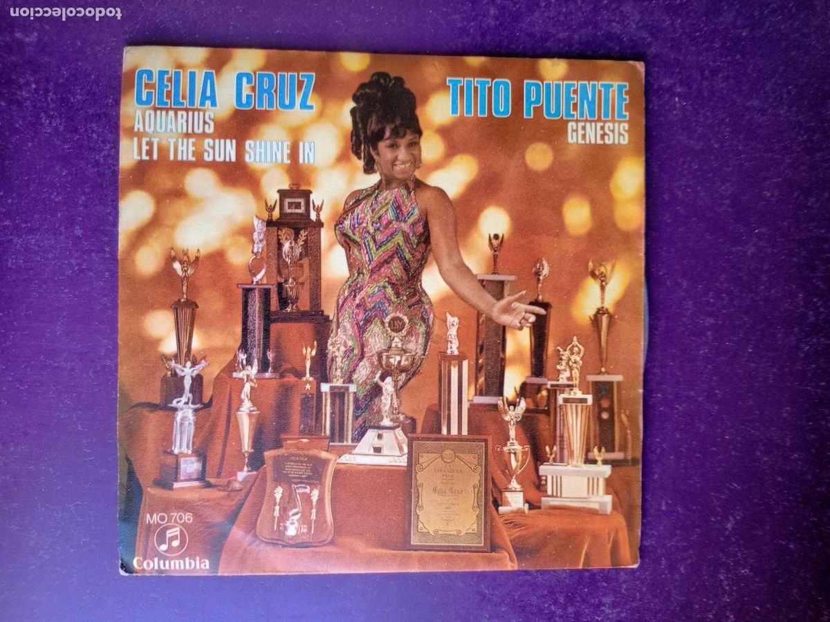 Discos de vinilo: Celia Cruz - Tito Puente &lrm;&ndash; Aquarius - Let The Sunshine In / Genesis - Sg COLUMBIA 1969 - CUBA POP