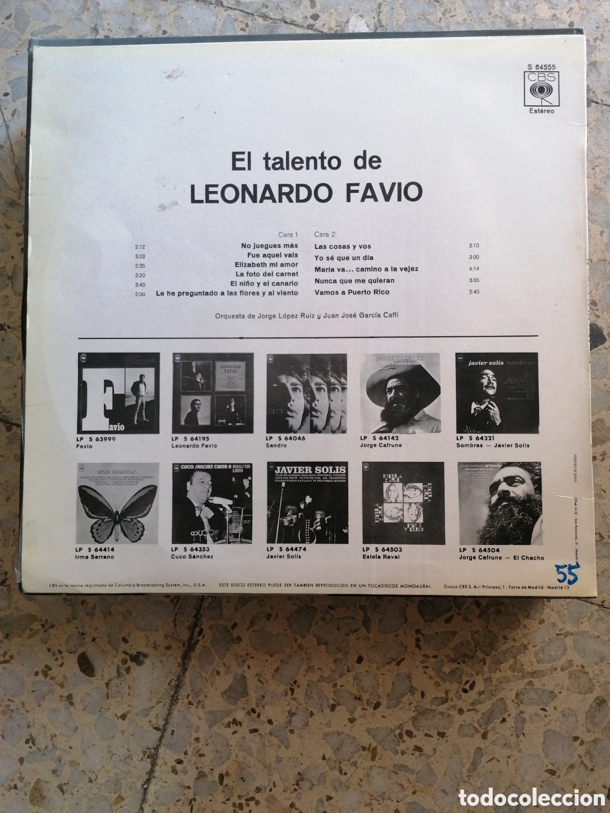 Discos de vinilo: LP LEONARDO FAVIO EL TALENTO DE 1971 ESPA&Ntilde;A - Foto 2