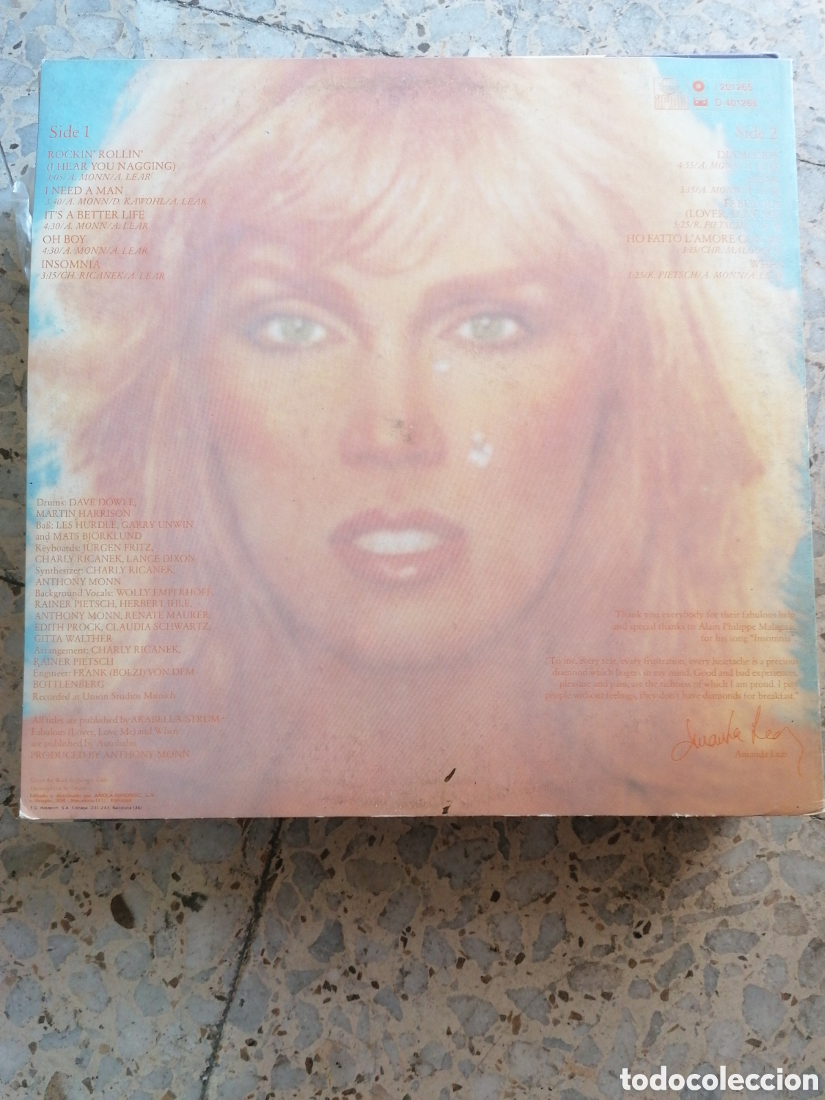 Discos de vinilo: LP AMANDA LEAR DIAMONDS FOR BREAKFAST 1980 ESPA&Ntilde;A EX - Foto 2