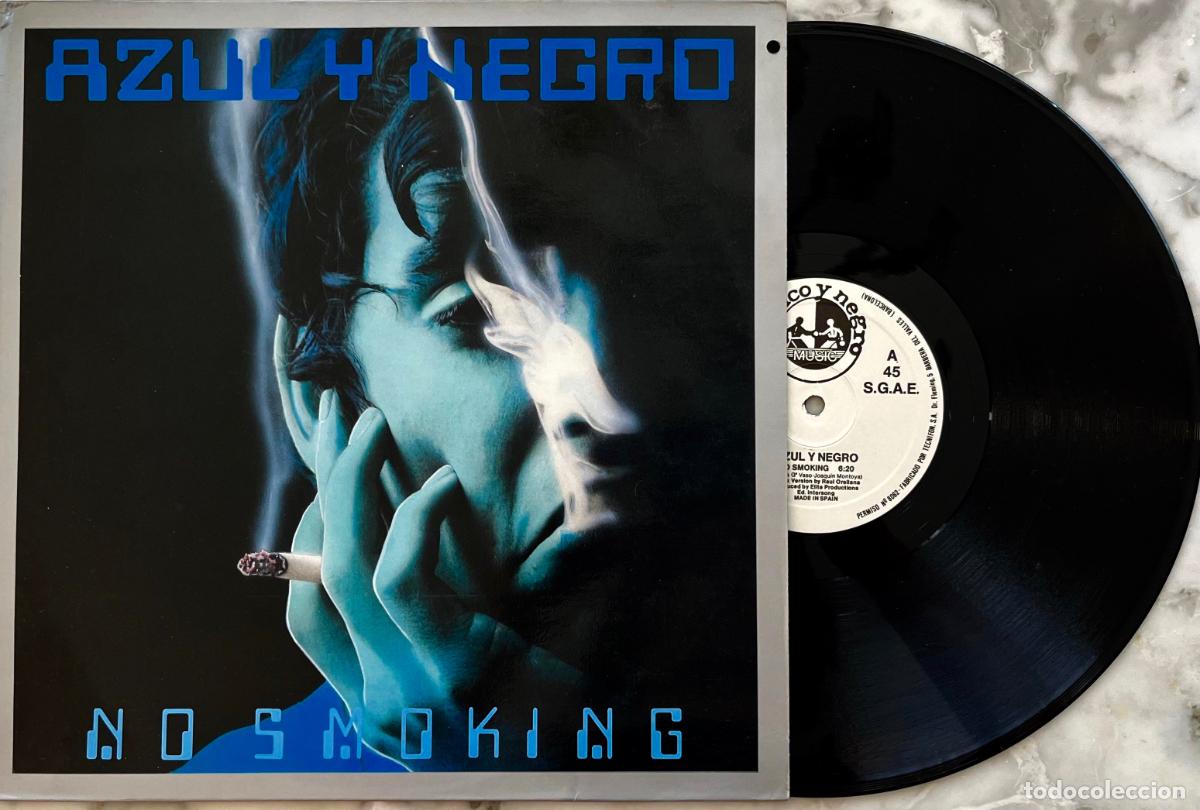 Discos de vinilo: AZUL Y NEGRO. NO SMOKING. REMIX VERSION/ORIGINAL VERSION. MAXISINGLE ESPA&Ntilde;A 2 TEMAS 1989