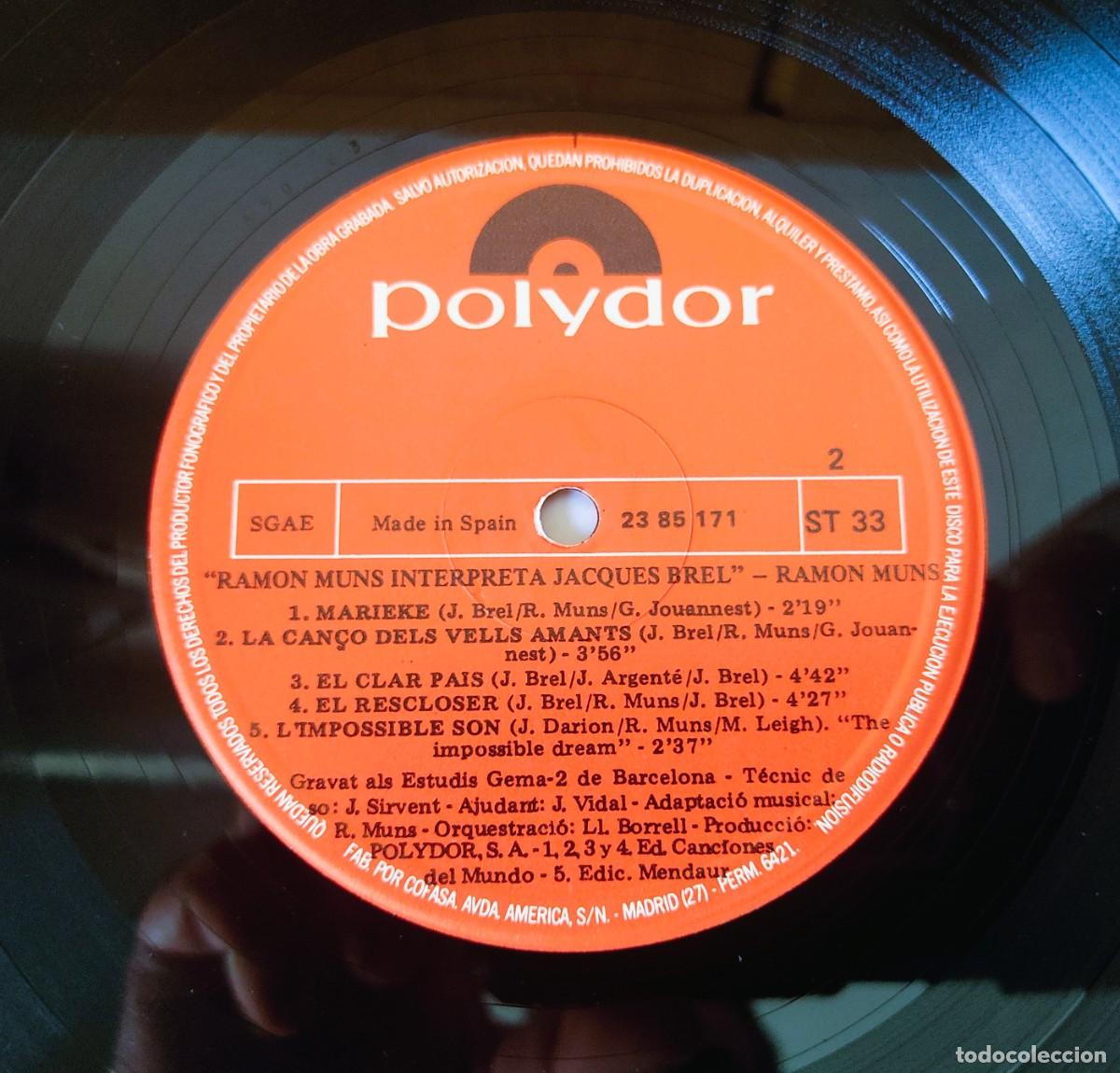 Discos de vinilo: DISCO LP RAMON MUNS INTERPRETA JACQUES BREL - Foto 6