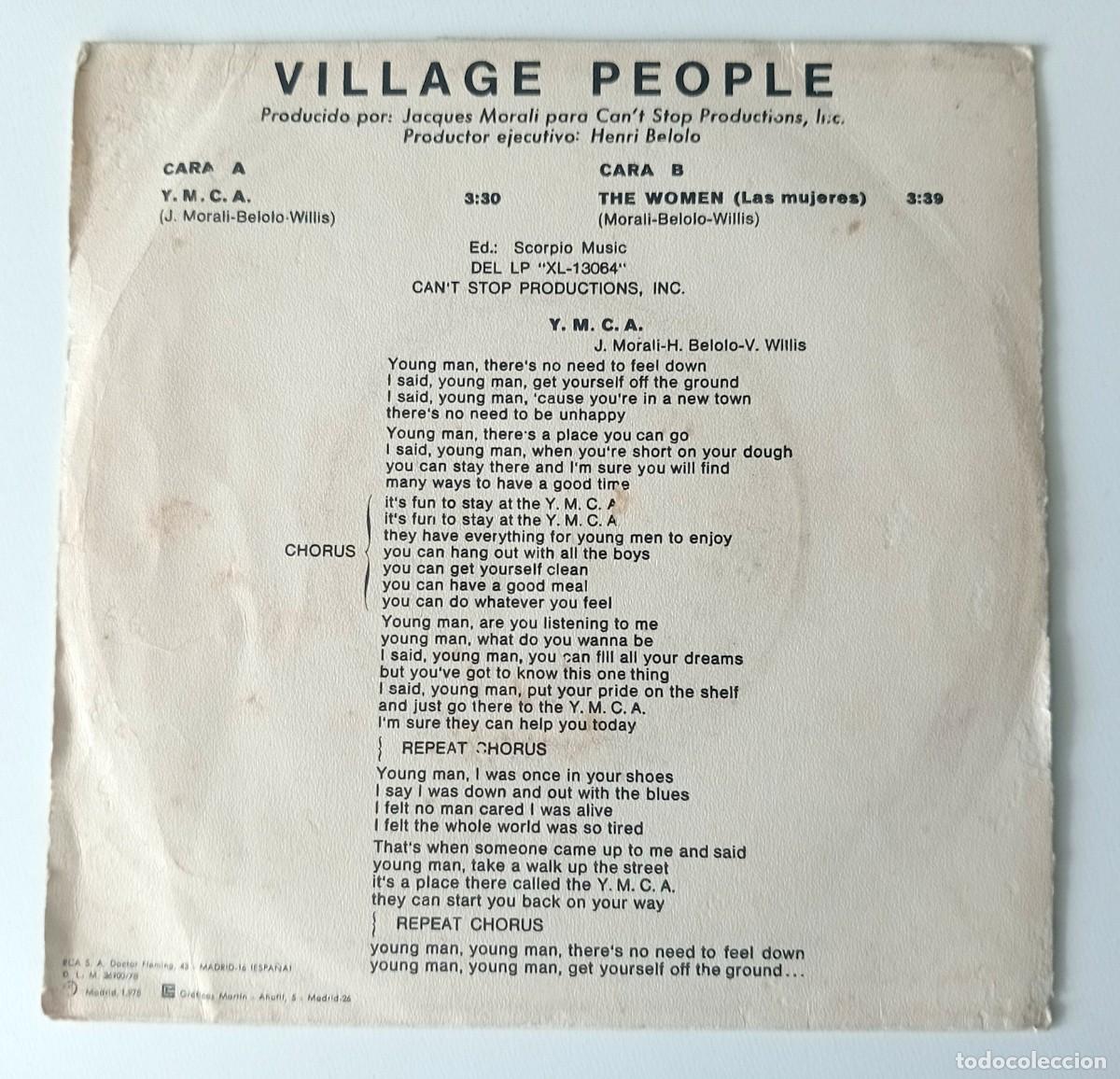 Discos de vinilo: SINGLE VILLAGE PEOPLE - Y. M. C. A. - Foto 2