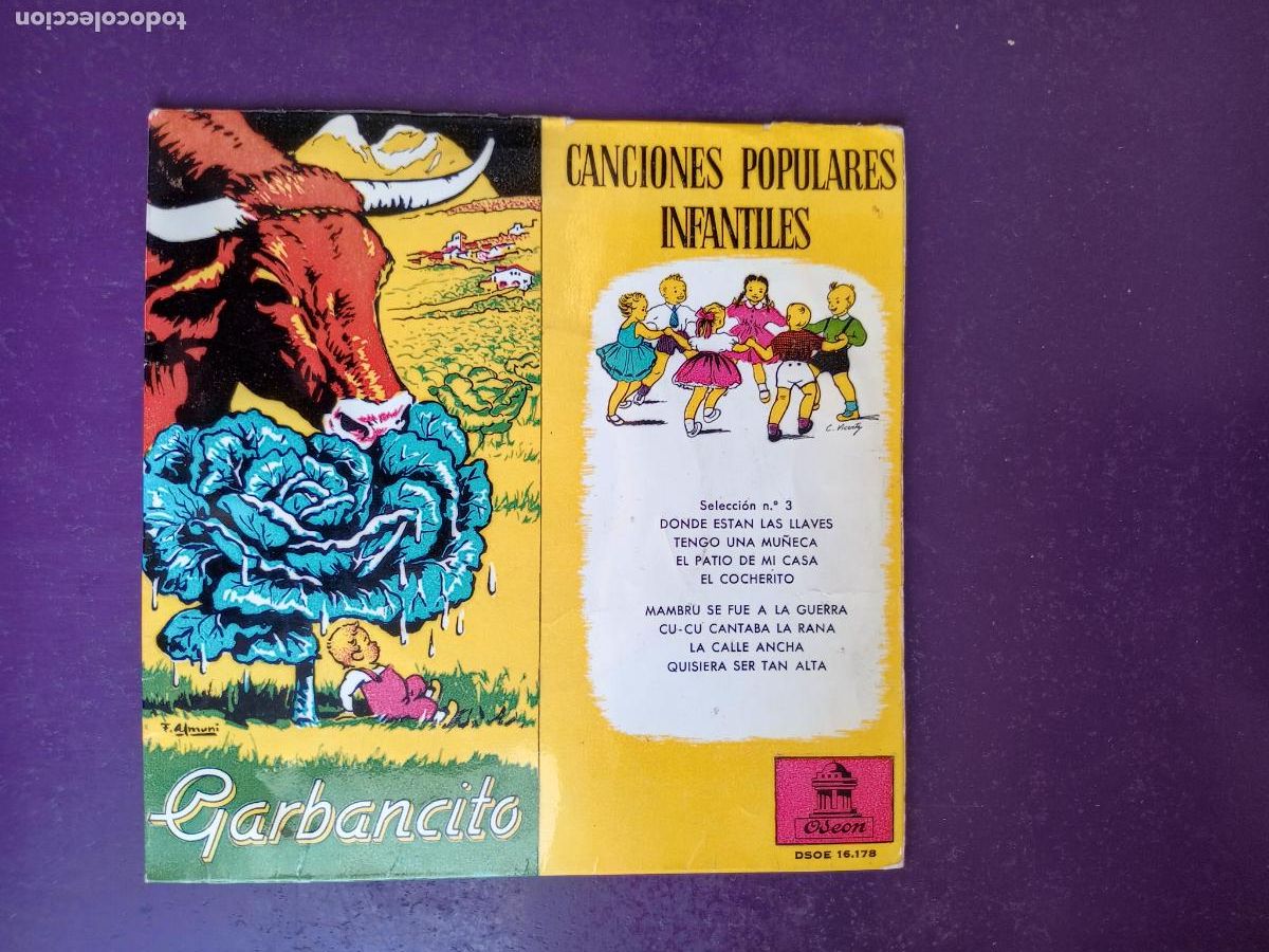 Discos de vinilo: GARBANCITO + 8 CANCIONES POPULARES INFANTILES - EP ODEON 1958 - MAMBRU, PATIO DE MI CASA, ETC