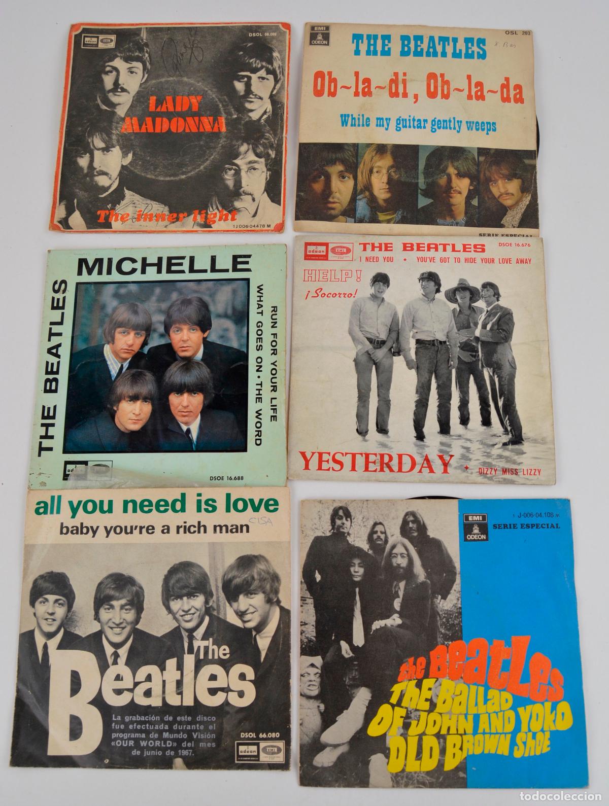 Discos de vinilo: Lote 6 vinilos Singles/EPs The Beatles, ediciones Originales Espa&ntilde;olas Odeon.