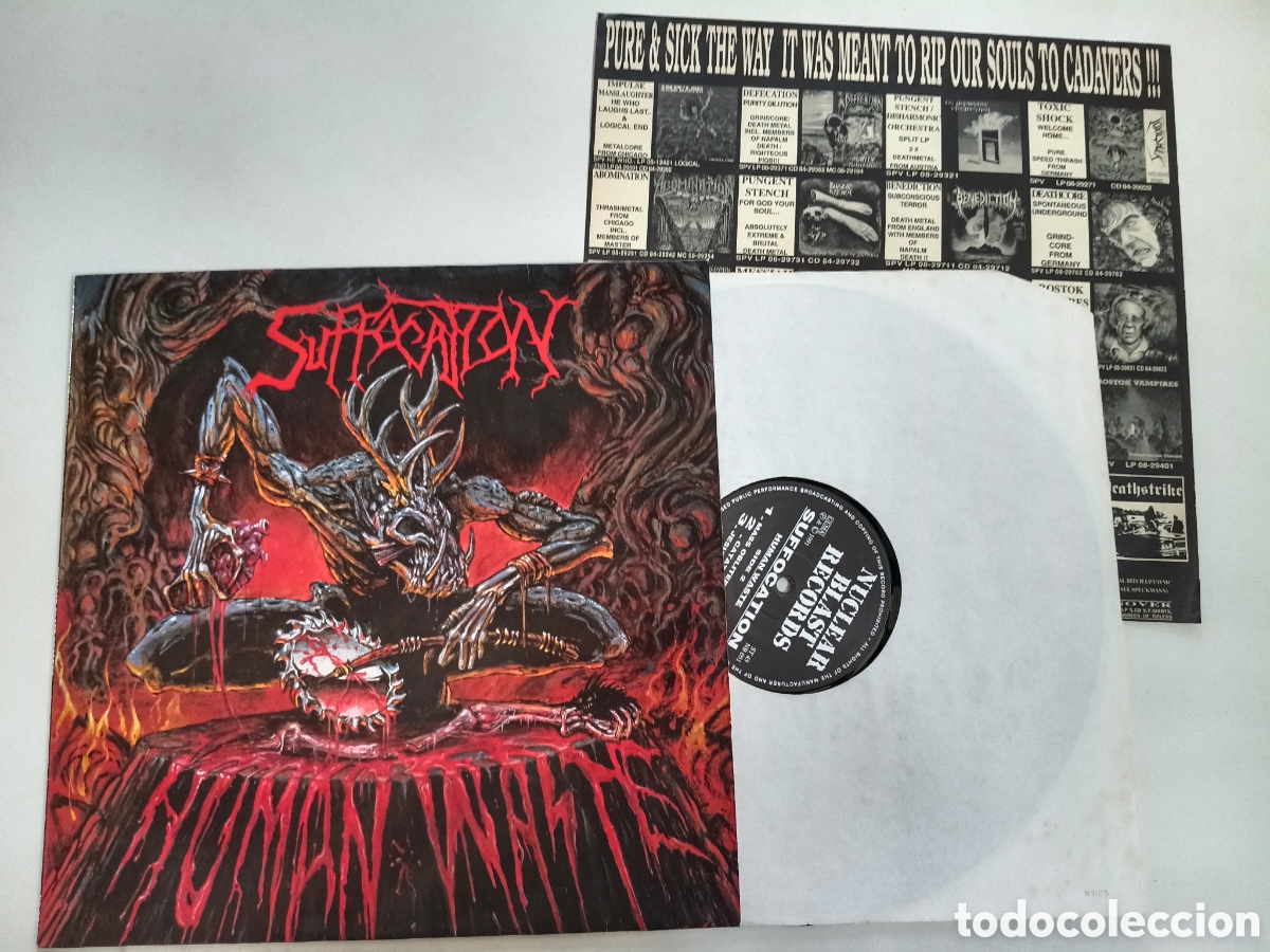 Discos de vinilo: SUFFOCATION - Human Waste - 12'' EP ORIGINAL NUCLEAR BLAST RECORDS ALEMANIA 1991 // DEATH METAL