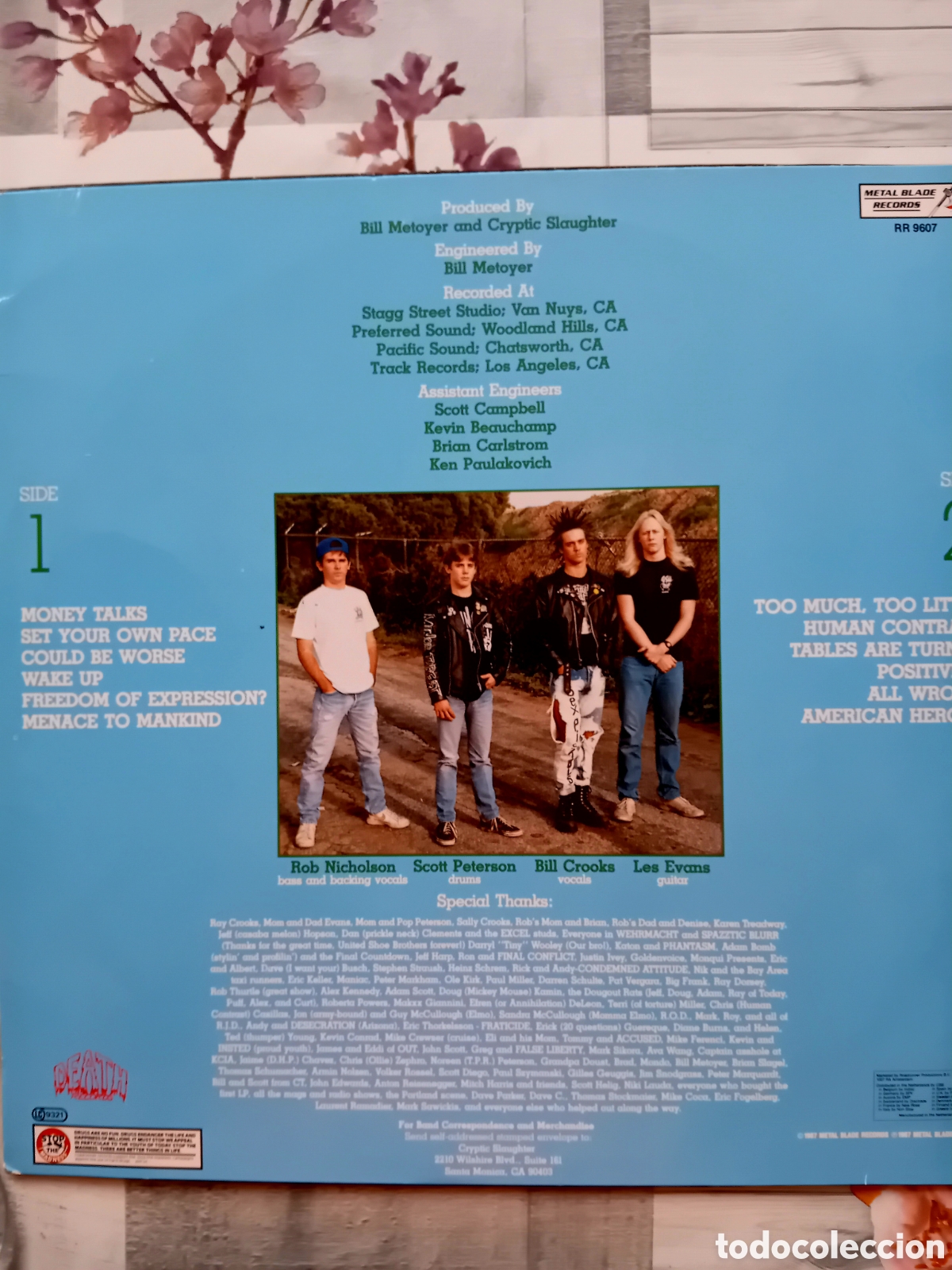 Discos de vinilo: CRYPTIC SLAUGHTER. MONEY TALKS. 1987 - Foto 2