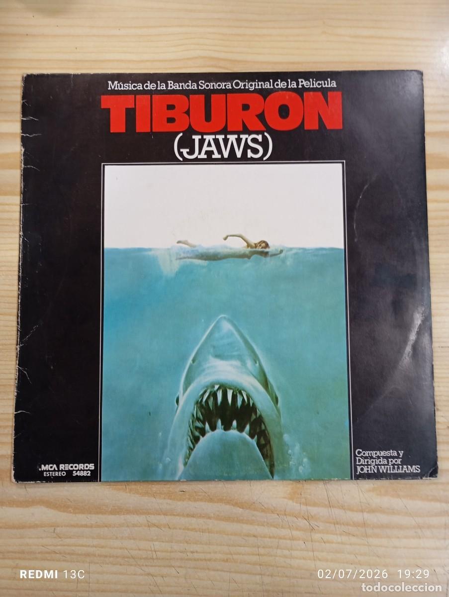 Vinyl records: Lp - John Williams &lrm;&ndash; Tibur&oacute;n (Jaws) (Banda Sonora Original De La Pelicula) Edicion Espa&ntilde;ola 1975
