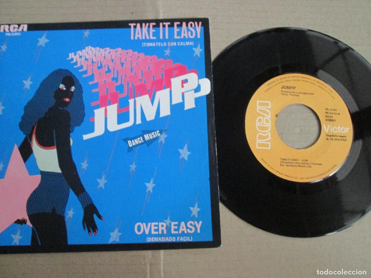 Discos de vinilo: JUMPP - Take it Easy / Over Easy. Single, ed espa&ntilde;ola NO PROMO, 7&rdquo; 1982. Impecable (NM)