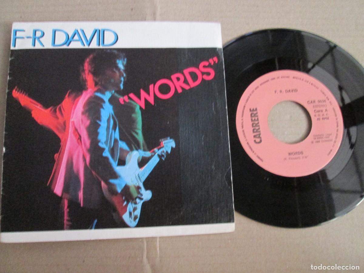 Discos de vinilo: F-R DAVID - Words / When the Sun Goes Down. Single, ed espa&ntilde;ola 7&rdquo; 1982. Magn&iacute;fico estado VG+/NM