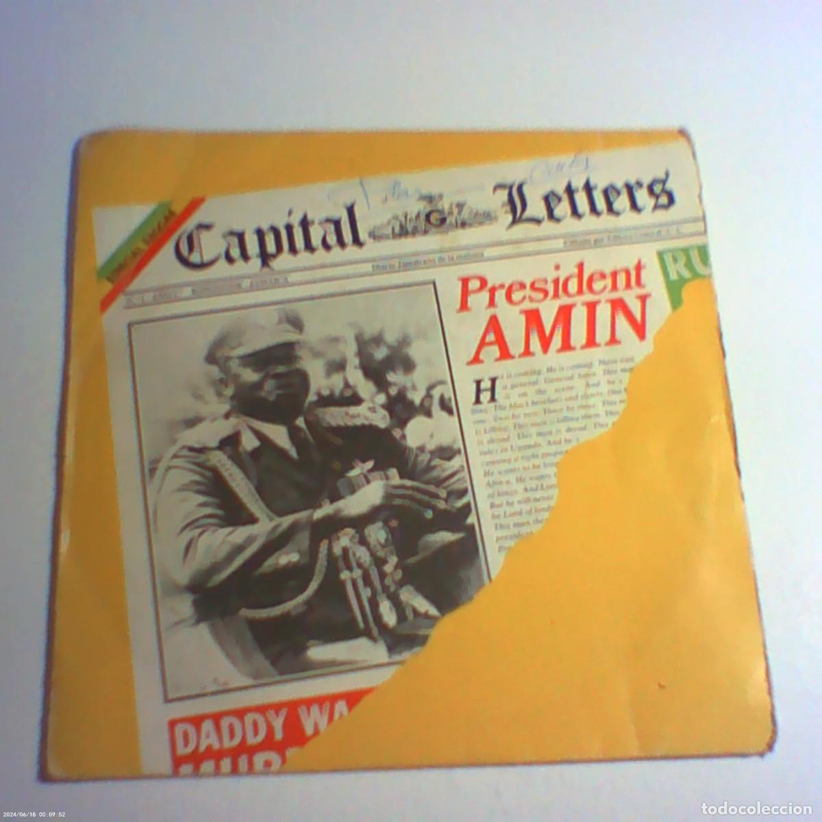 Discos de vinilo: single capital letters. president amin. fire. greens leeves 1980 spain (seminuevo)