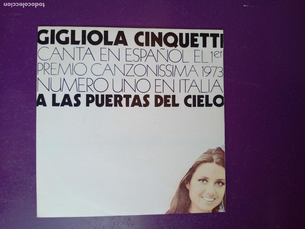 Discos de vinilo: Gigliola Cinquetti &lrm;&ndash; A Las Puertas Del Cielo (Canta En Espa&ntilde;ol) - Sg CBS 1974 - ITALIA POP