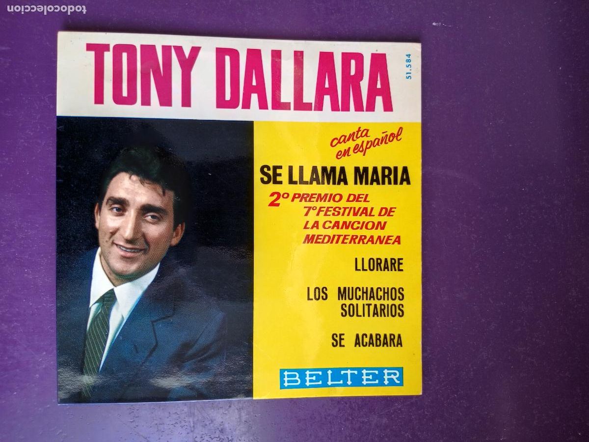 Discos de vinilo: Tony Dallara &ndash; Se Llama Mar&iacute;a +3 EP BELTER 1965 - ITALIA POP - FESTIVAL MEDITERRANEO