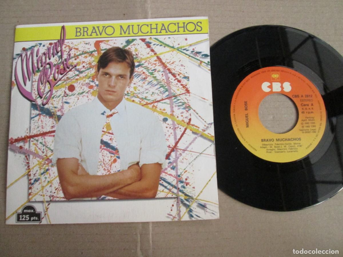Discos de vinilo: MIGUEL BOS&Eacute; - Bravo Muchachos / Son Amigos. Single, ed espa&ntilde;ola 7&rdquo; 1982. impecable (NM)