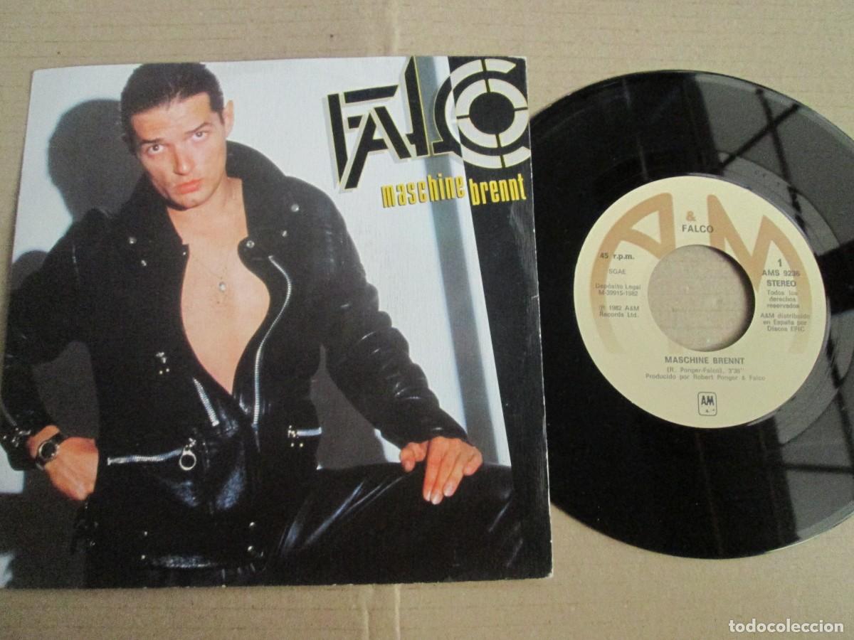 Discos de vinilo: FALCO - Maschine Brennt / Ganz Wien. Single, ed espa&ntilde;ola 7&rdquo; 1982. Magn&iacute;fico estado (VG+/NM)