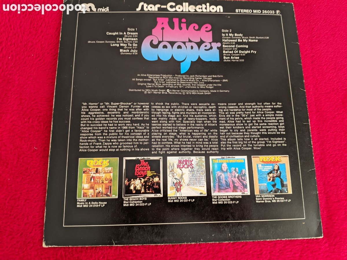 Discos de vinilo: // Alice Cooper - Star-Collection - Midi Germany 1975 - Foto 2
