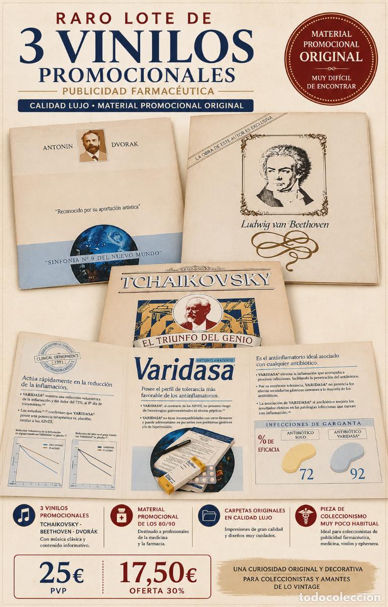 Discos de vinilo: VARIDASA&reg; | 3 VINILOS PROMOCIONALES DE LUJO | PUBLICIDAD FARMAC&Eacute;UTICA | LEER