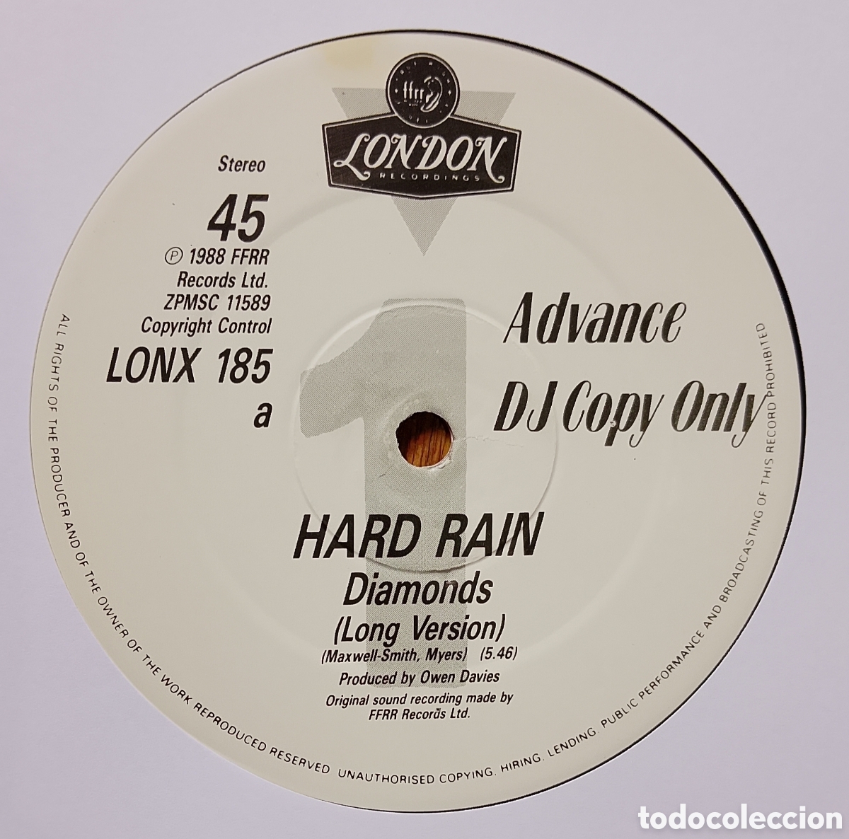 Discos de vinilo: 12&rdquo; Maxi , Hard Rain , Diamonds UK 1988