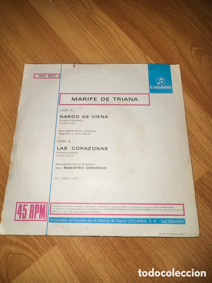 Discos de vinilo: Marife de Triana - Nardo de Viena +1 - Foto 2