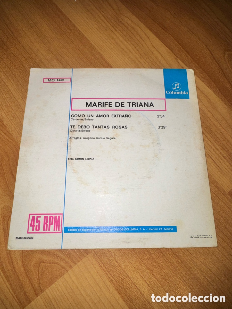 Discos de vinilo: Marife de Triana - Como un amor extra&ntilde;o +1 - Foto 2