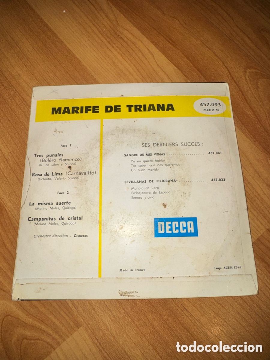 Discos de vinilo: Marife de Triana - La misma suerte +3 Franc&eacute;s - Foto 2