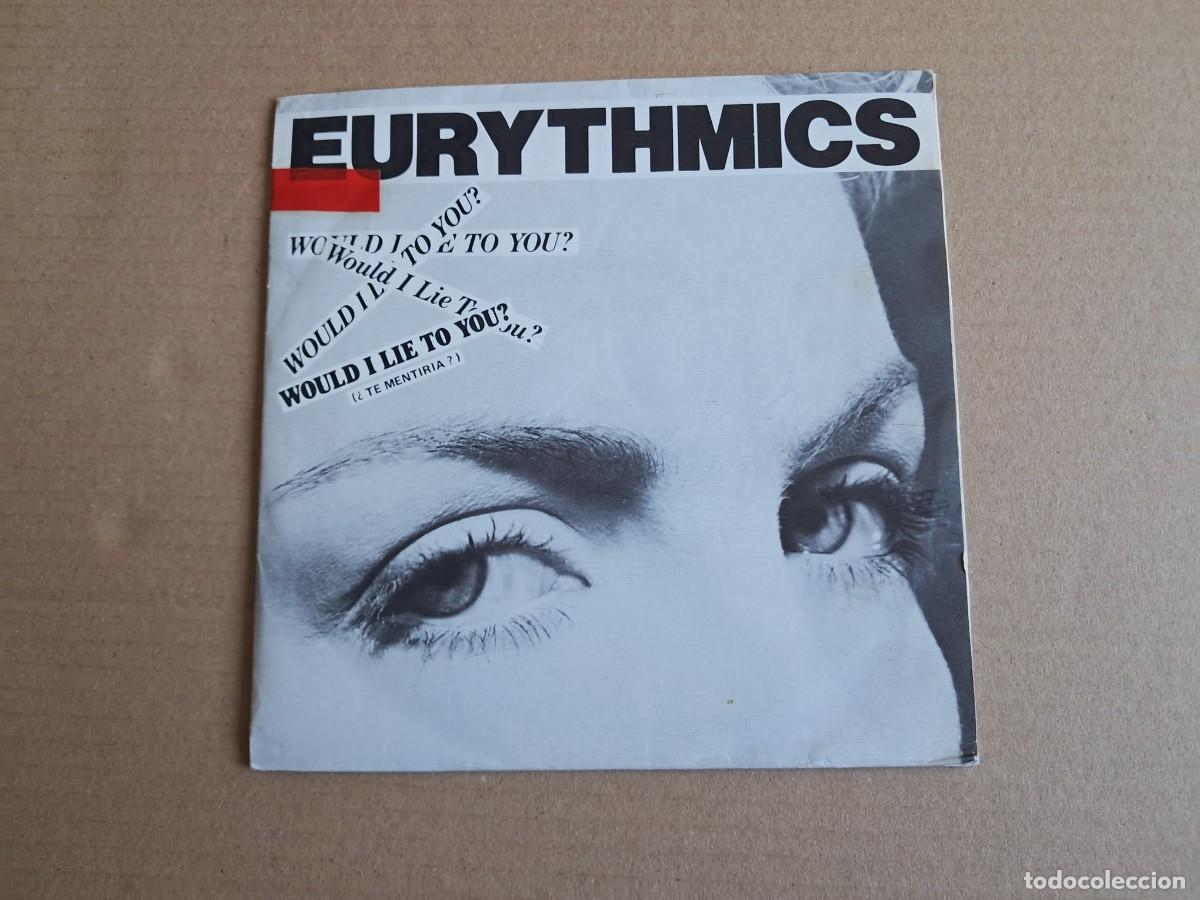 Discos de vinilo: EURYTHMICS - WOULD I LIE TO YOU SINGLE + HOJAS PROMOCIONALES 1985 EDICION ESPA&Ntilde;OLA