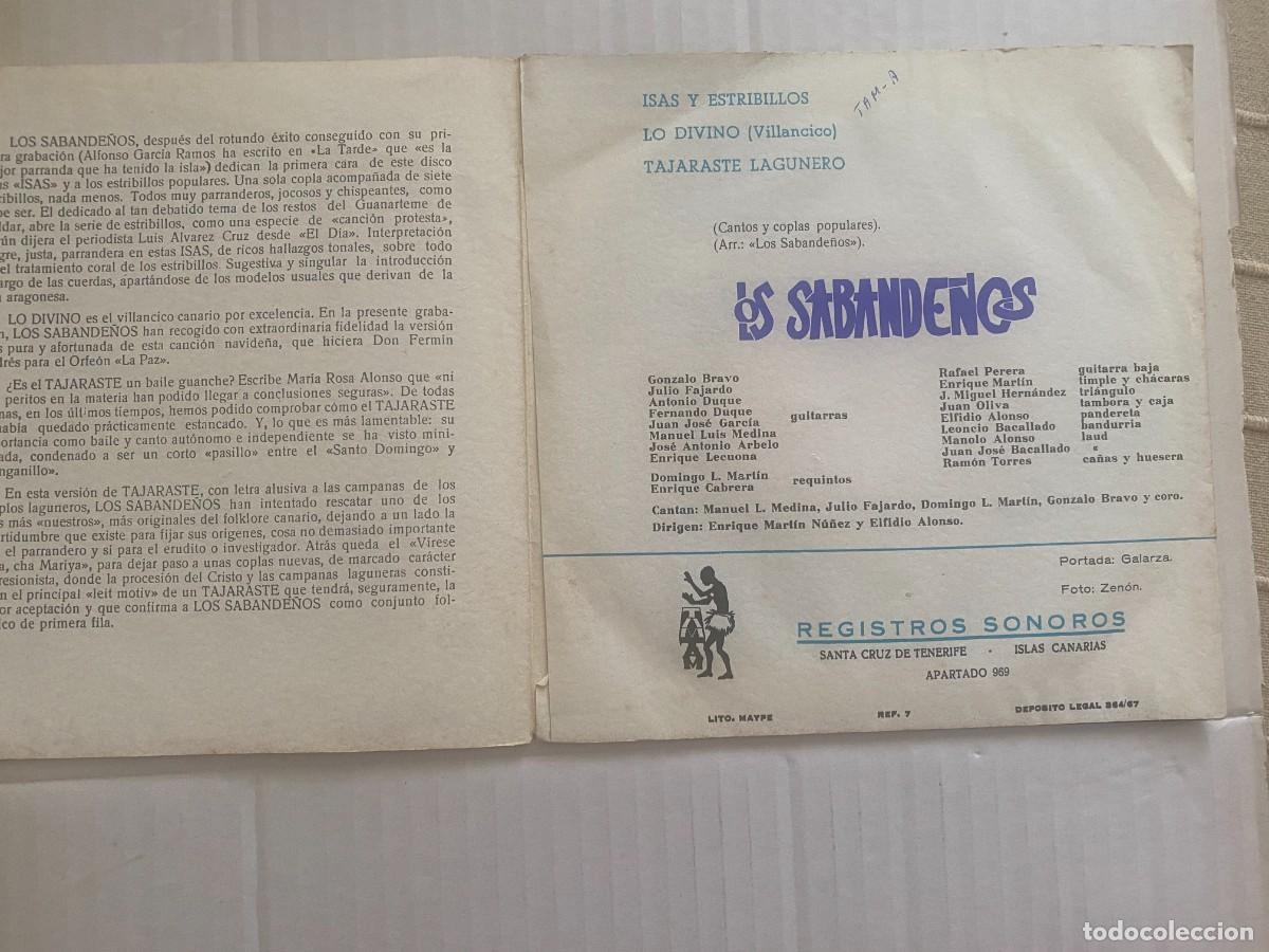 Discos de vinilo: SINGLE LOS SABANDE&Ntilde;OS - ISAS Y ESTRIBILLOS... - Foto 2