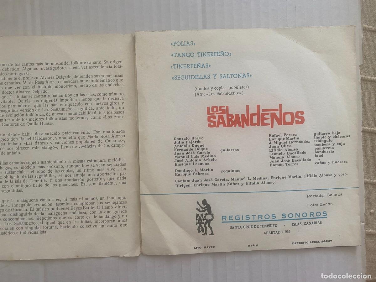 Discos de vinilo: SINGLE LOS SABANDE&Ntilde;OS - FOLIAS - Foto 2