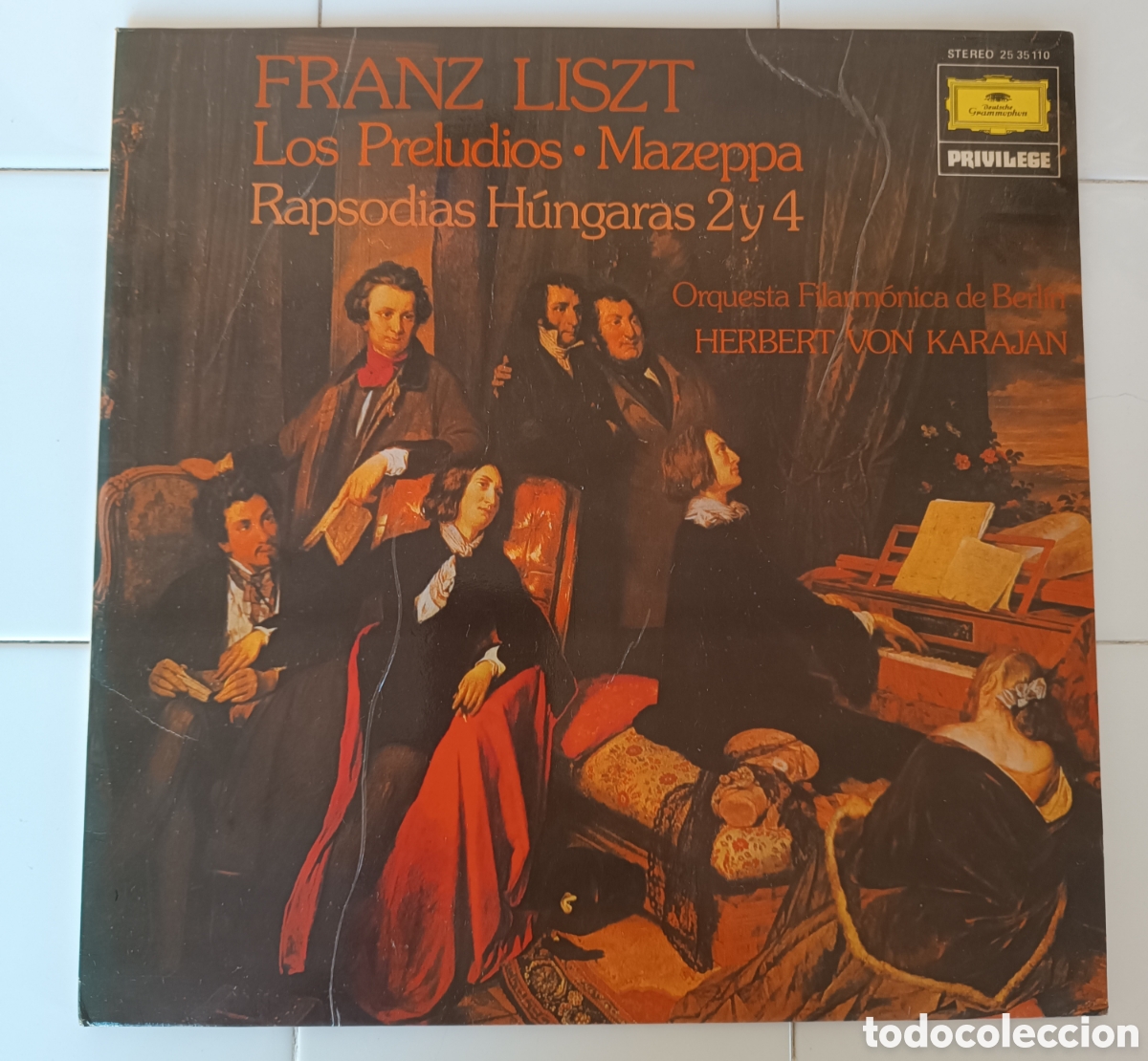 Discos de vinilo: LP FRANZ LISZT, con la Orquesta Filarm&oacute;nica de Berl&iacute;n HERBERT VON KARAJAN 1975.