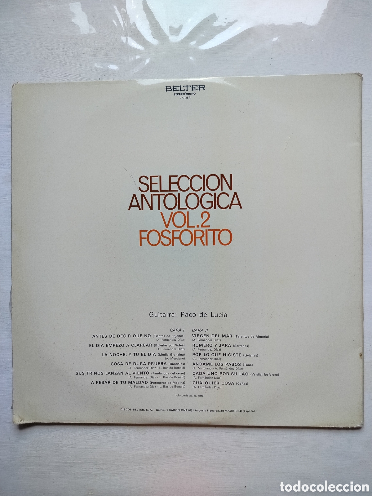Discos de vinilo: Fosforito y Paco de Luc&iacute;a LP - Foto 2