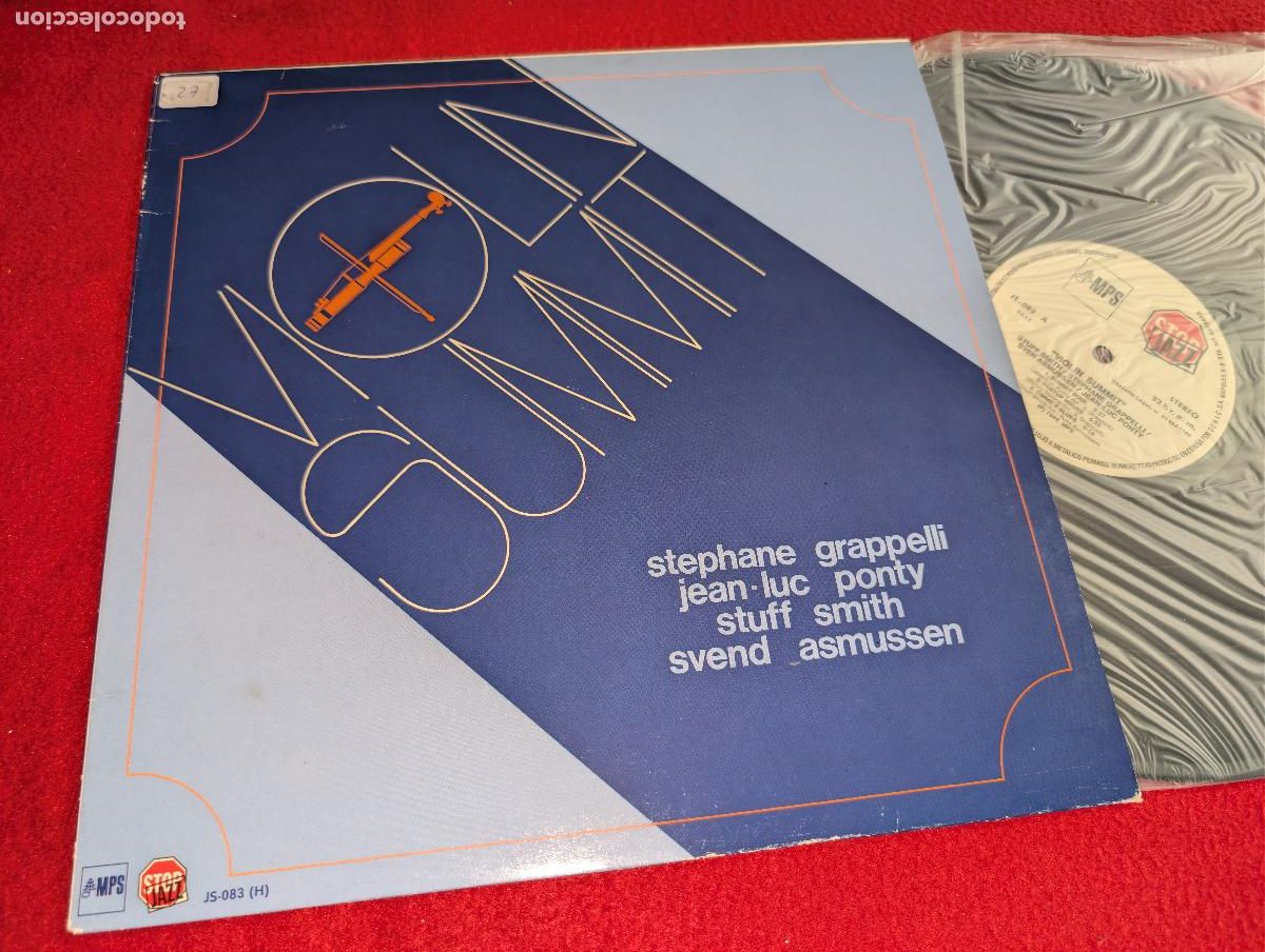 Disques de vinyle: STUFF SMITH+STEPHANE GRAPPELLI+ASMUSSEN+PONTY Violin summit LP 1982 SPAIN ESPA&Ntilde;A