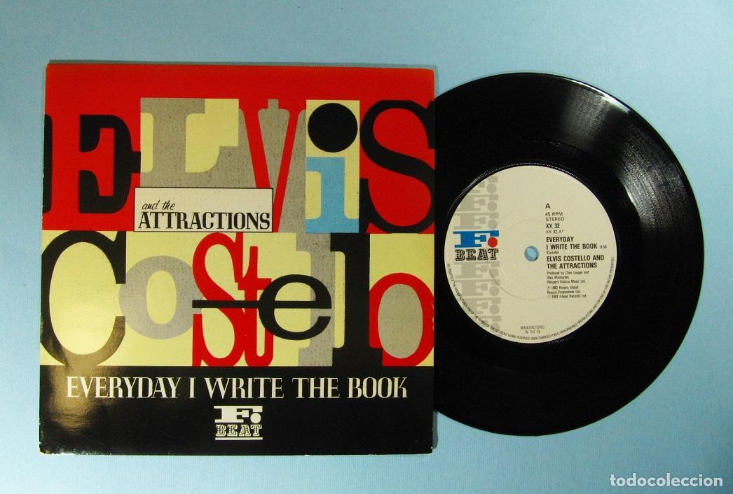 Discos de vinilo: ELVIS COSTELLO - Single UK - EVERYDAY I WRITE THE BOOK + HEATHEN TOWN - 1983