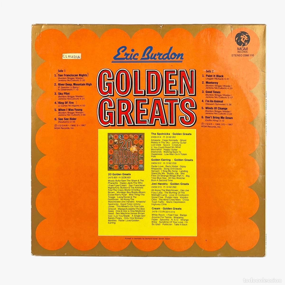 Discos de vinilo: LP. Eric Burdon. Golden Greats (VG/VG) - Foto 2