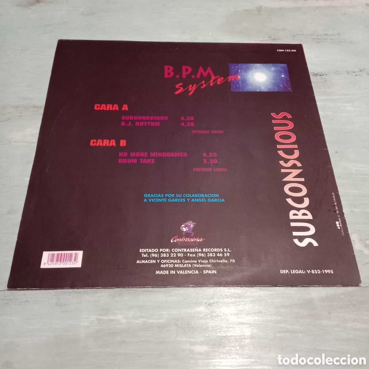 Discos de vinilo: B.P.M. SYSTEM - SUBCONSCIOUS - MAXI-SINGLE 12&rdquo; - Foto 2