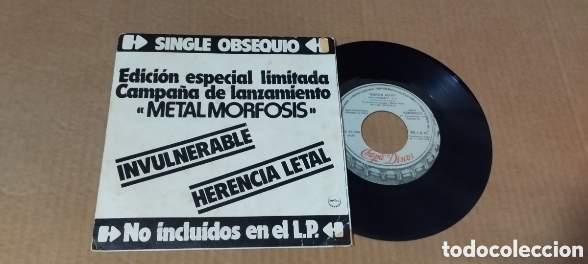 Discos de vinilo: Single-baron rojo-invulnerable-1983-promo-