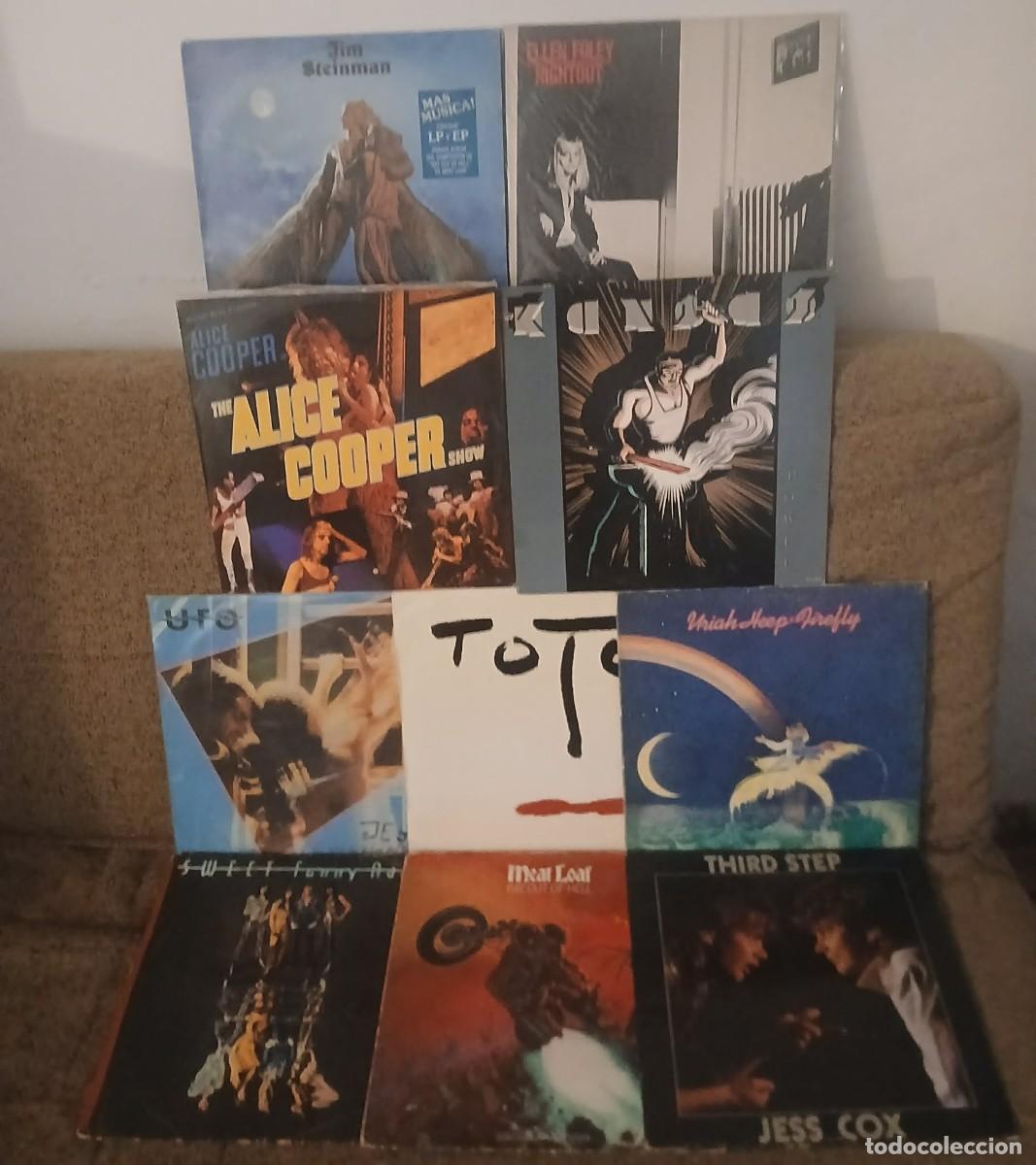 Discos de vinilo: LOTE CON 10 VINILOS DE HARD ROCK & HEAVY METAL + ALBUM PORTA VINILOS DE REGALO