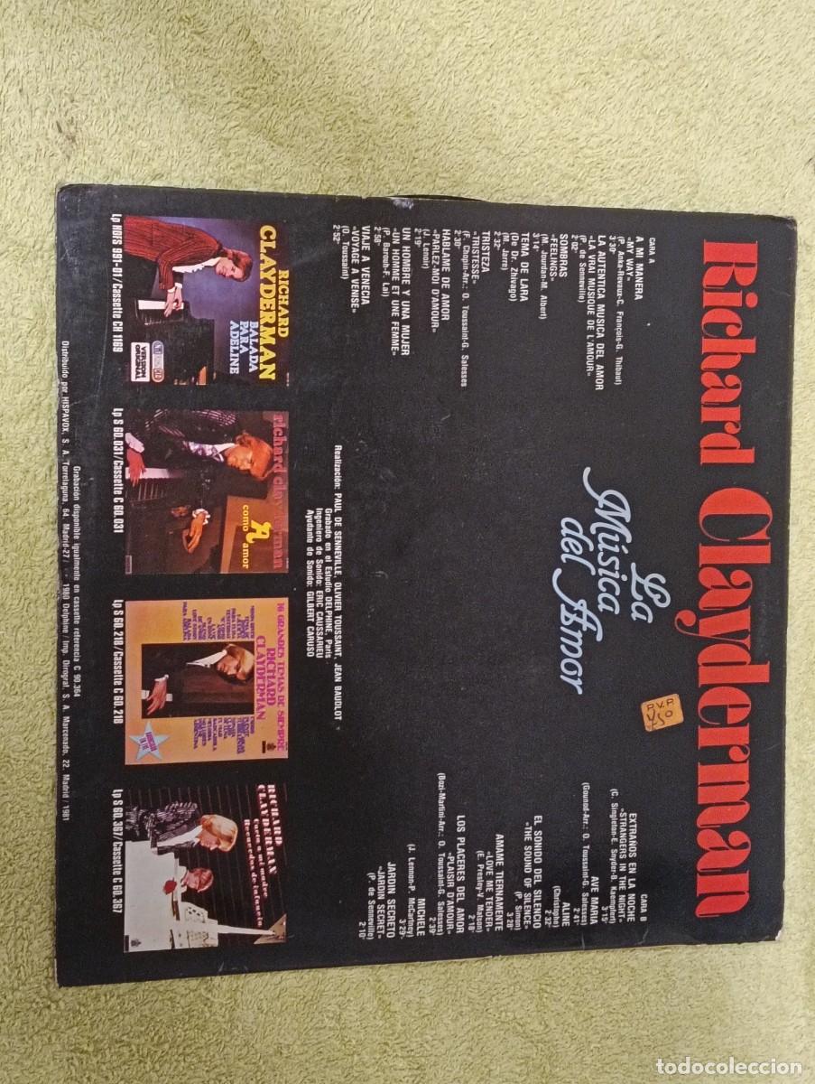 Discos de vinilo: LP Richard Clayderman - La M&uacute;sica Del Amor (1980) - Hispavox / Delphine