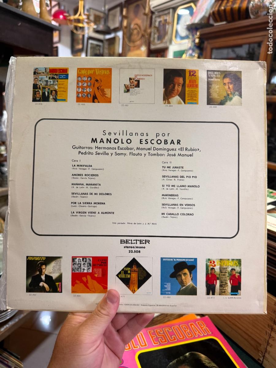 Discos de vinilo: LP MANOLO ESCOBAR - SEVILLANAS - Foto 2