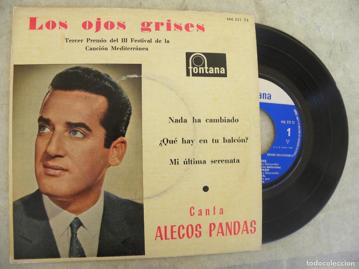 Discos de vinilo: ALECOS PANDAS - Festival Canci&oacute;n Mediterr&aacute;nea - LOS OJOS GRISES 1961 -PEDIDO MINIMO 3 EUROS