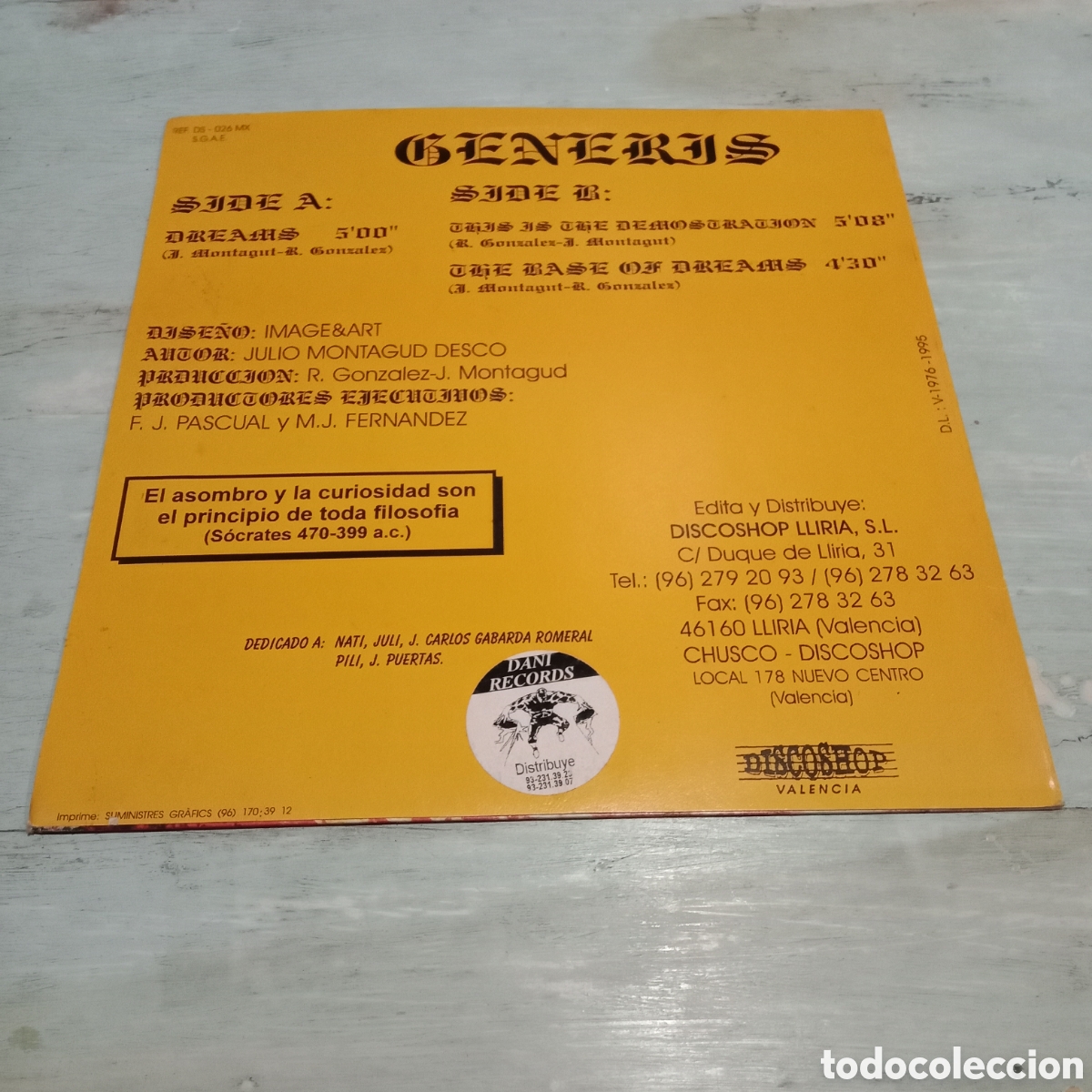 Discos de vinilo: GENERIS - LAPSUS HUMANI GENERIS - MAXI-SINGLE 12&rdquo; - Foto 2